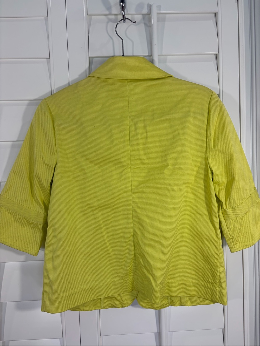 Chico's Lime Yellow 3/4 Sleeve Button Jacket (0) - Picture 2 of 5